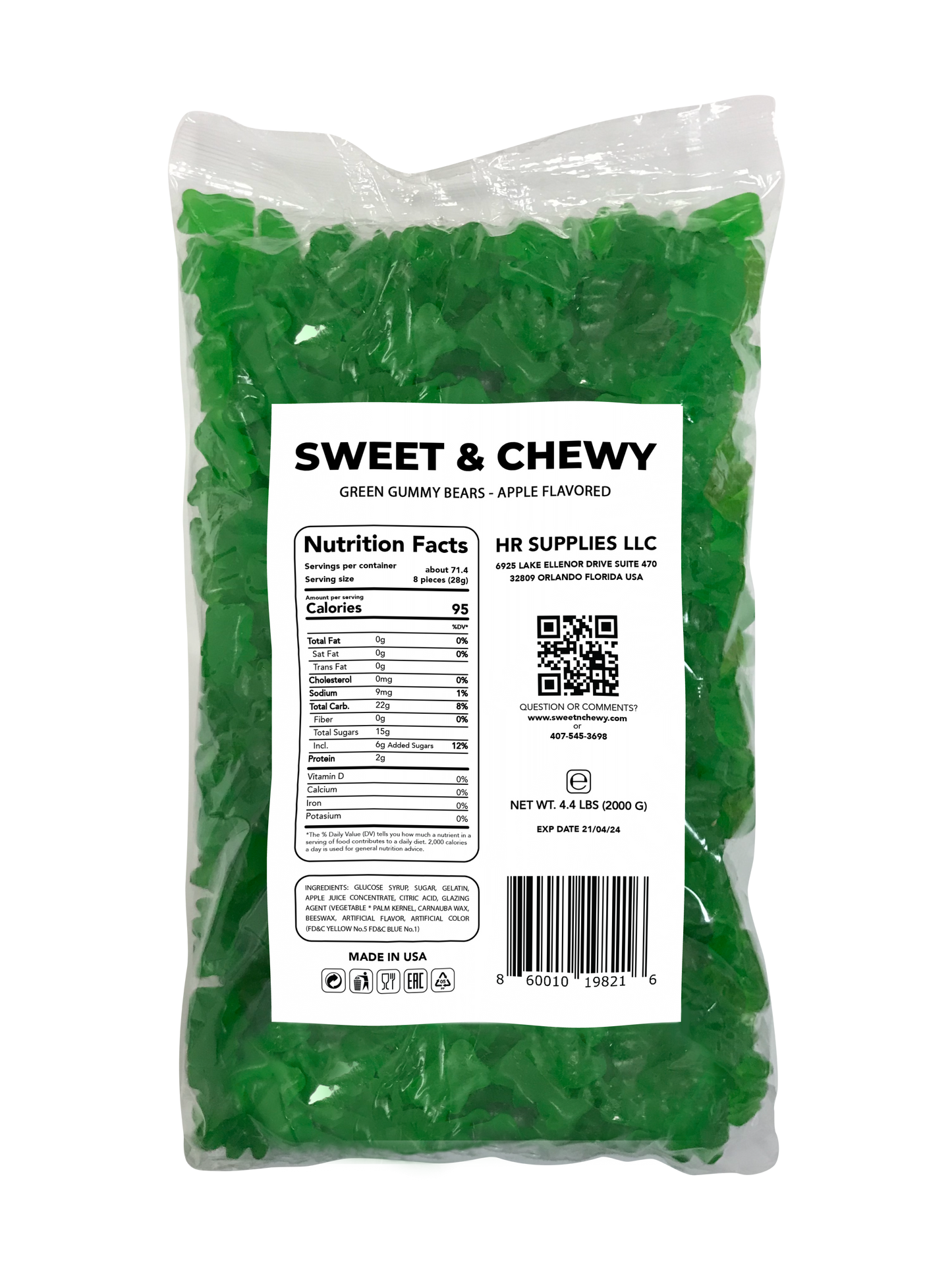 Sweet And Chewy Green Bear - Green Apple